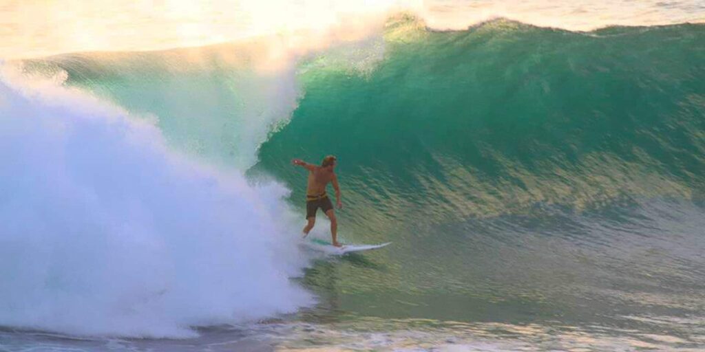 Surfing spots in Bali seen from the Uluwatu cliff break